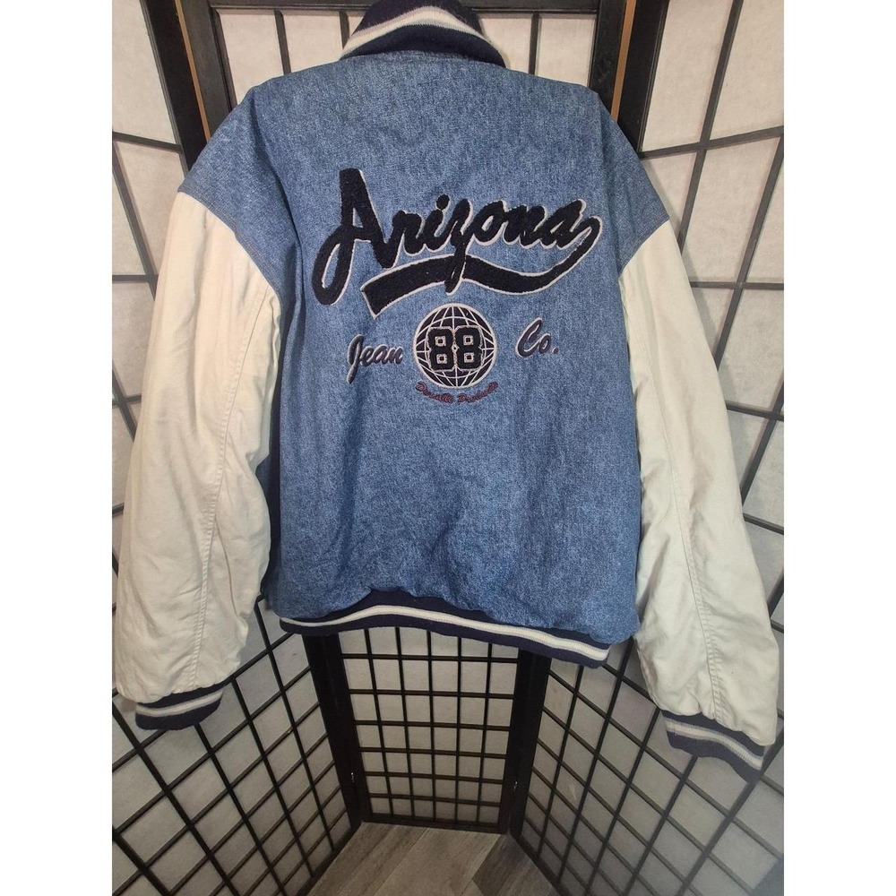 Vintage 90's Arizona Jean Co. Denim Varsity Bomber Jacket size XL